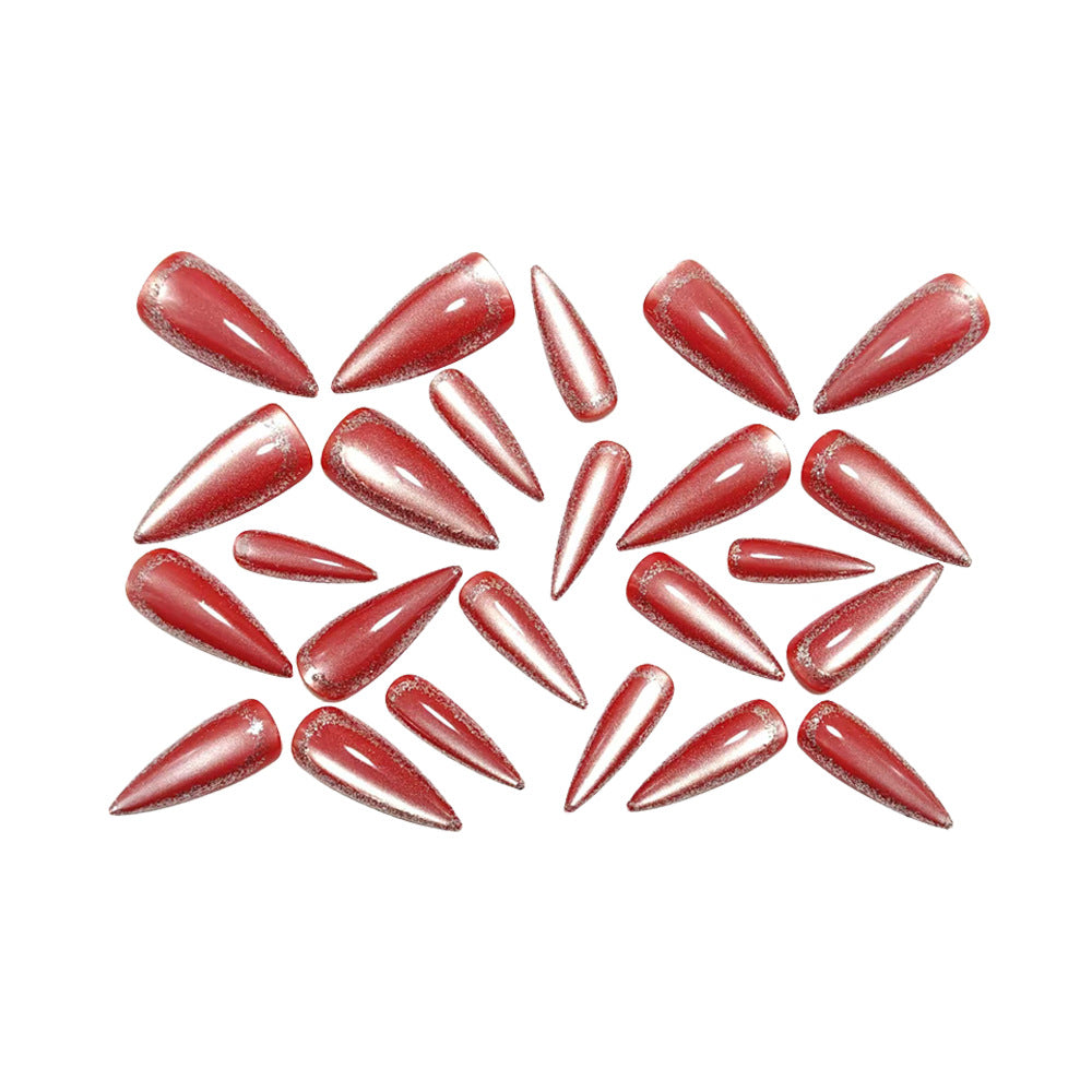 Glamorous Stiletto Artificial Nails with Metallic Edge Stornfield