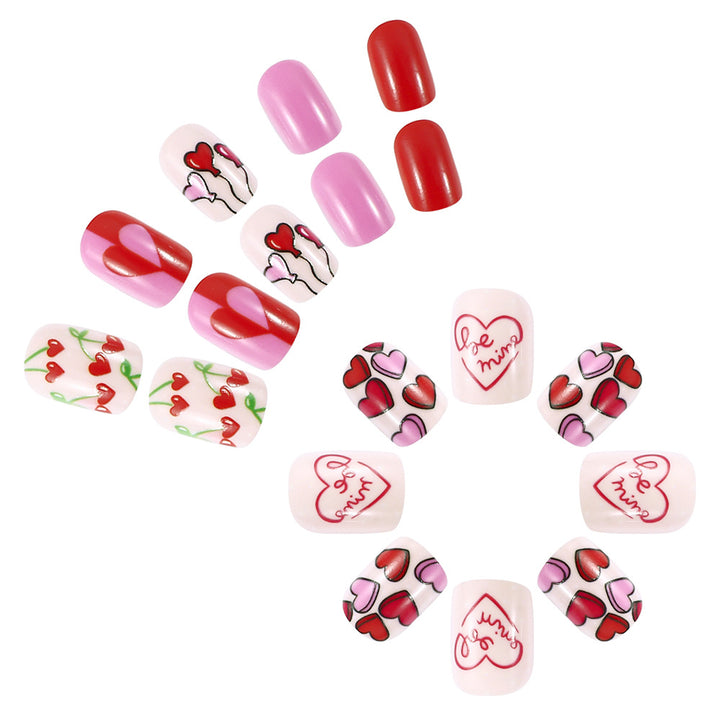 Artistic Love-Themed Press-On Nail Art Set Stornfield