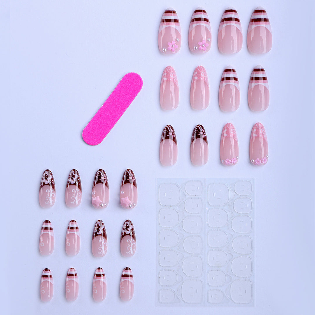 Artificial Fingernails In Elegant Floral Design Stornfield