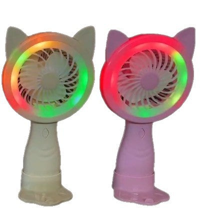 Unisex Portable Hand Fan with Creative Cat Ears and Colorful LED Lights Stornfield