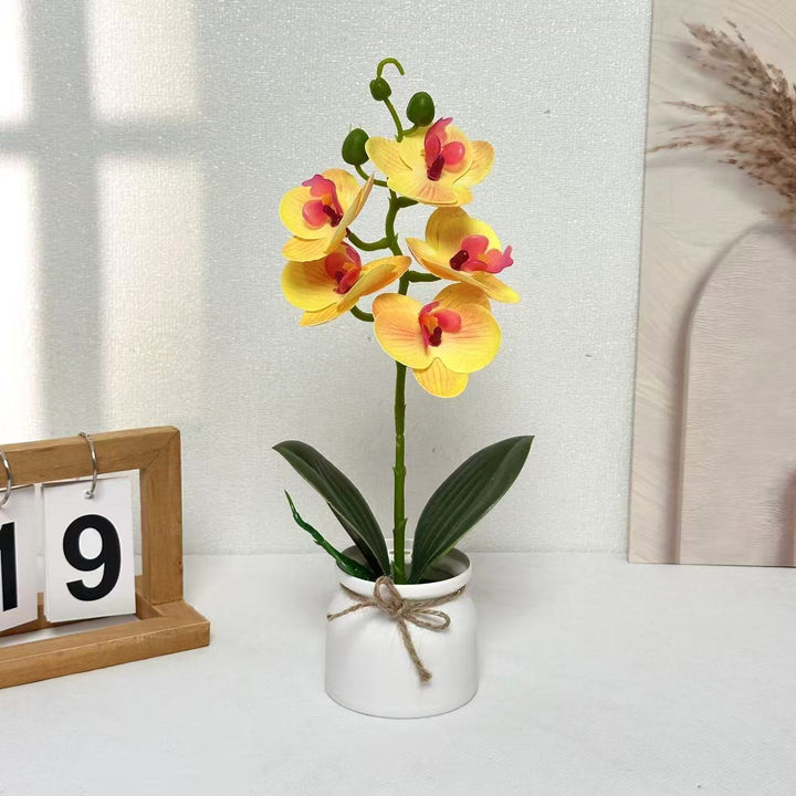 Lifelike Orchid Plant Arrangement for Indoor Home Decor