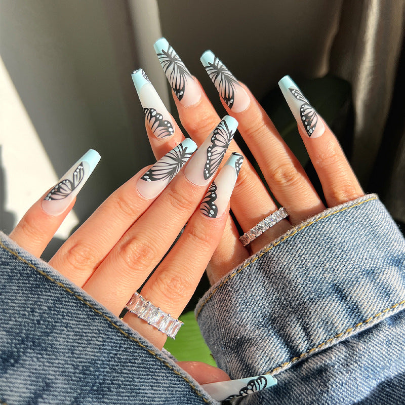 Artistic printed nails with butterfly design Stornfield