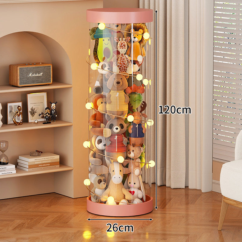 Tall Transparent Cylindrical Plush Toy Display & Storage Tower