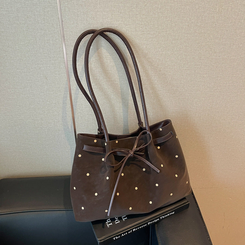 Elegant Suede Tote Bag with Bow Detail