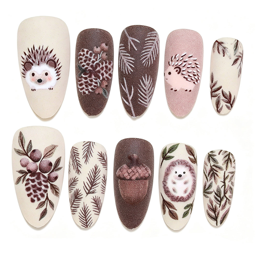 Artistic Handcrafted 3D Hedgehog Nail Art Tips Stornfield