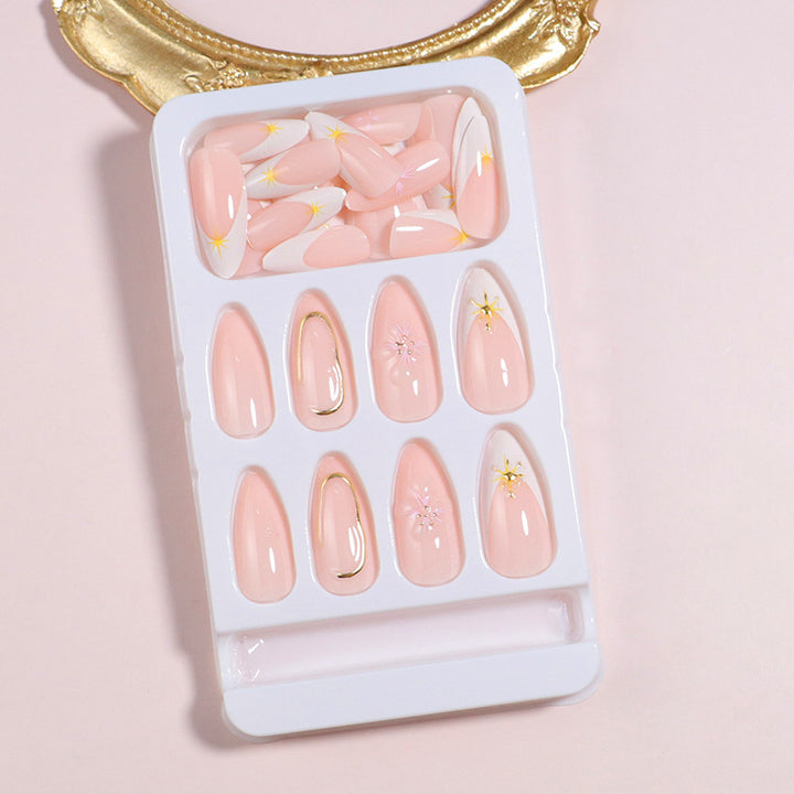 Decorative Press-On Nail Set with Star Accents Stornfield