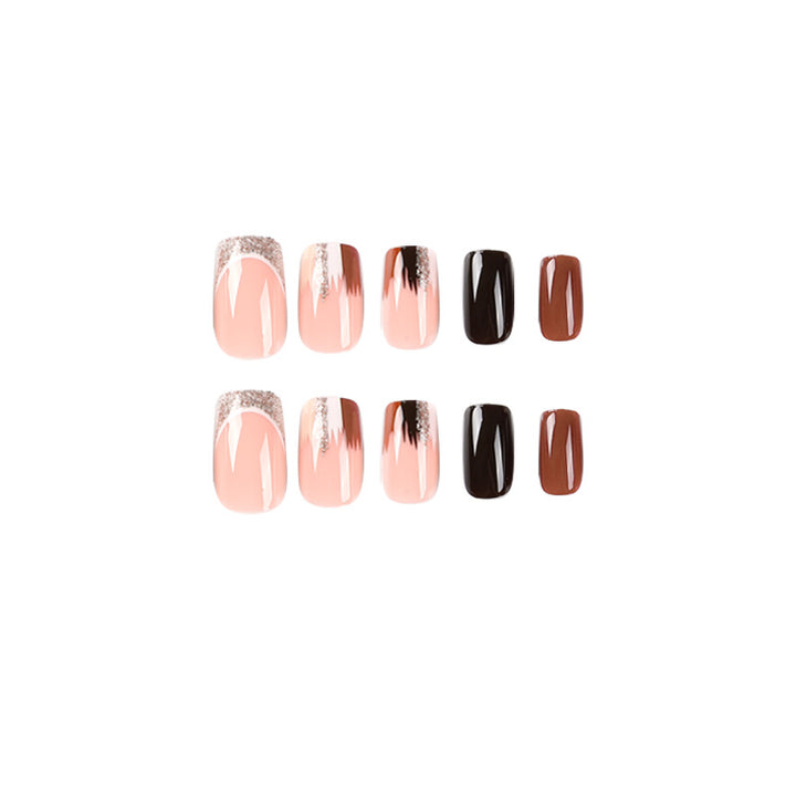 Elegant Artificial Nail Extensions with Ombre and Glitter Details Stornfield