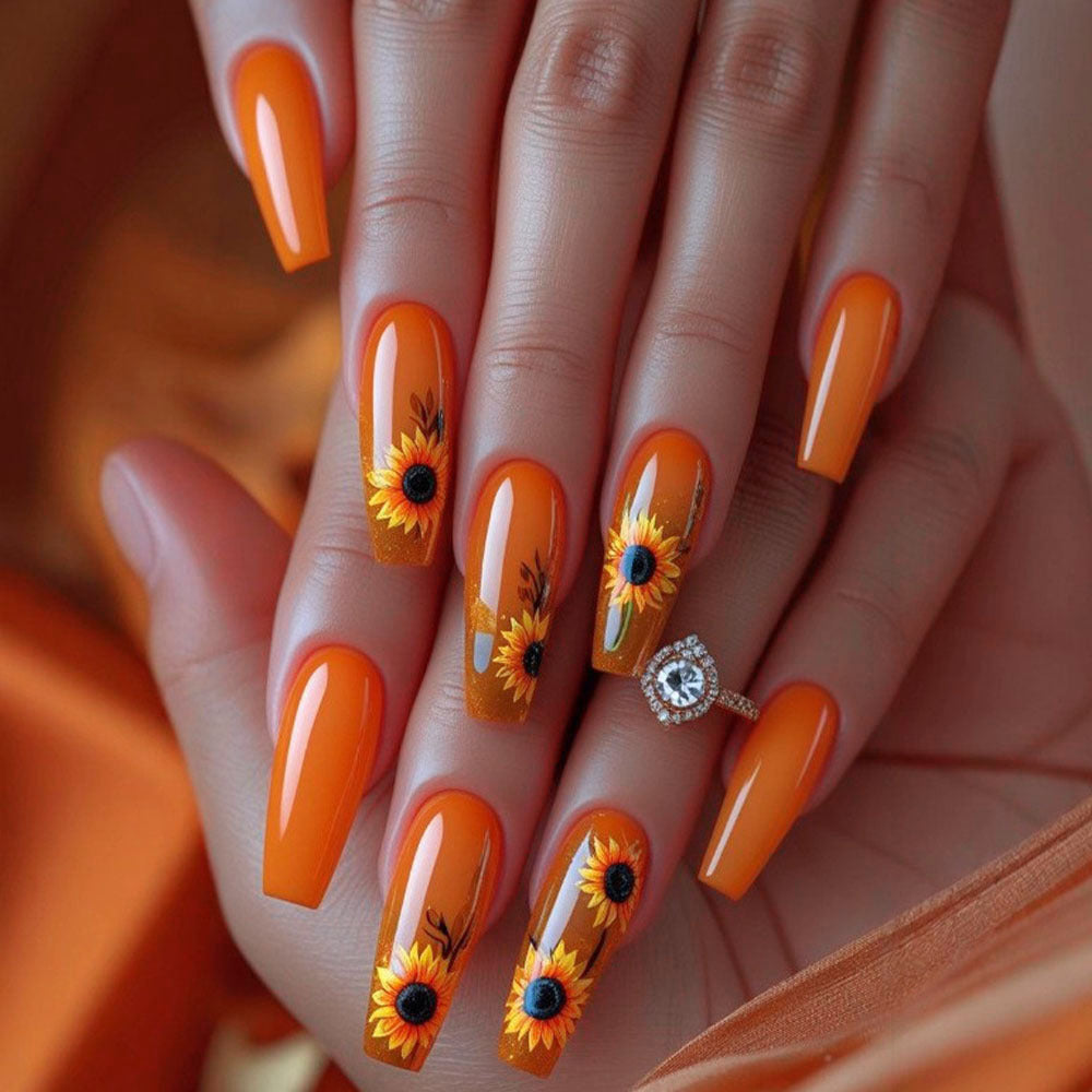 Artificial nails with Lively sunflower motif Stornfield