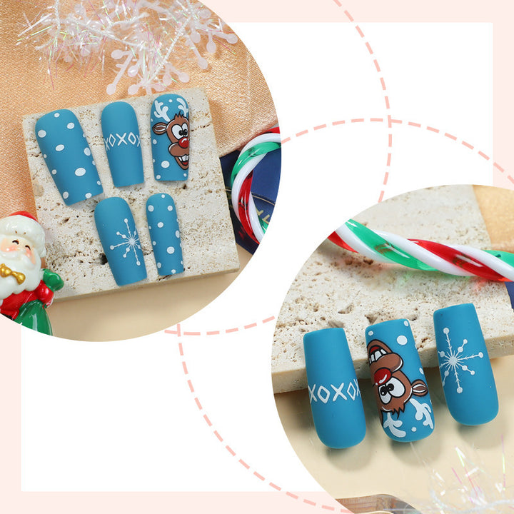 Creative Christmas Art Nail Set with Cheerful Reindeer Design Stornfield