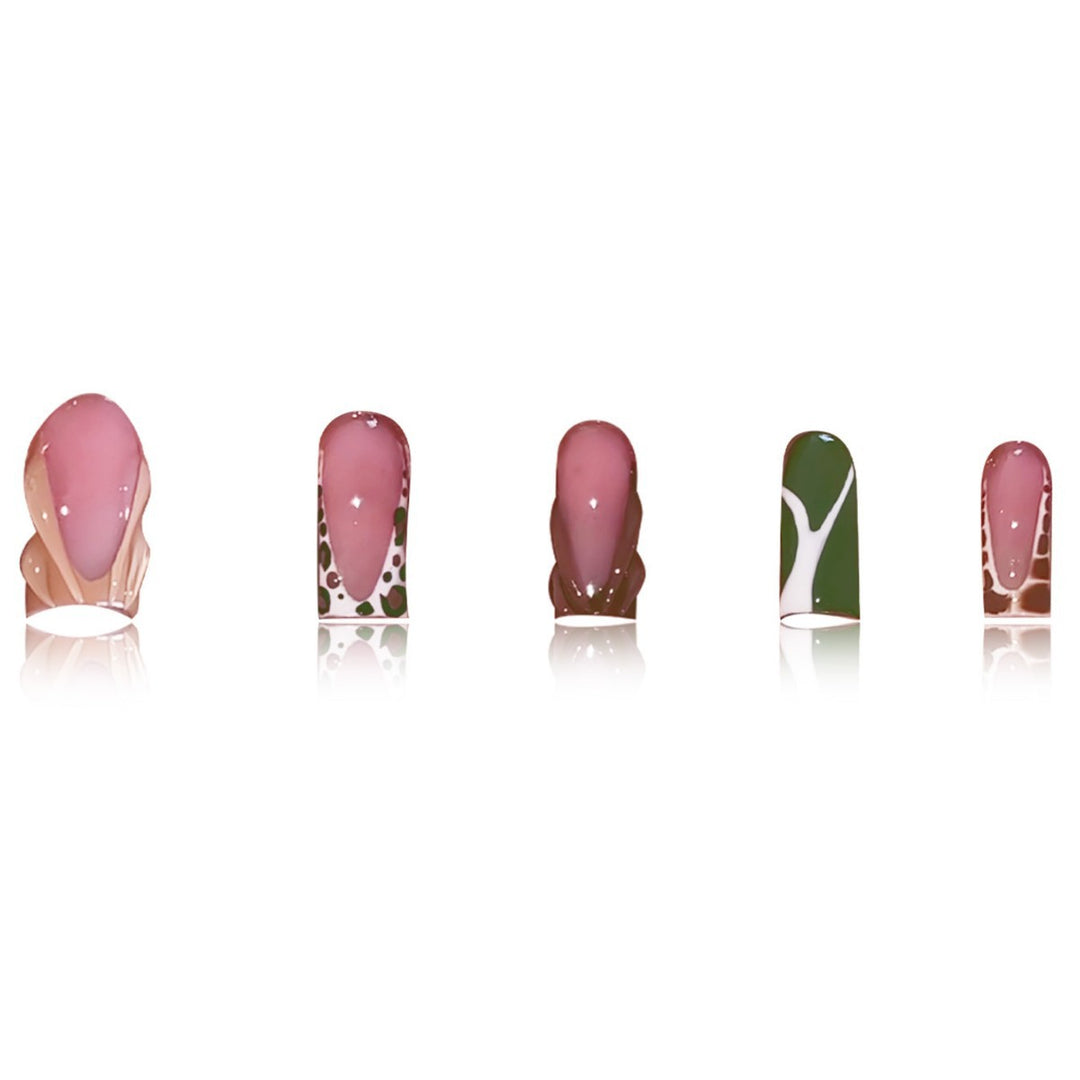 Artistic Press-On Nail Set with Unique Patterns Stornfield