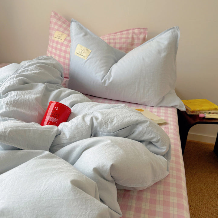 Breathable Cotton-Linen Reversible Duvet Cover Set with Natural Crinkle Texture