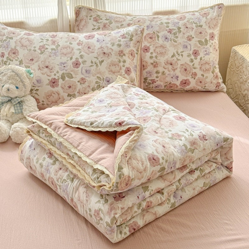 Floral Patterned Quilted Bedspread