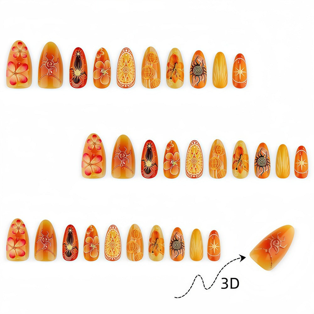 Artificial Nails in Exquisite Floral and Geometric Design Stornfield
