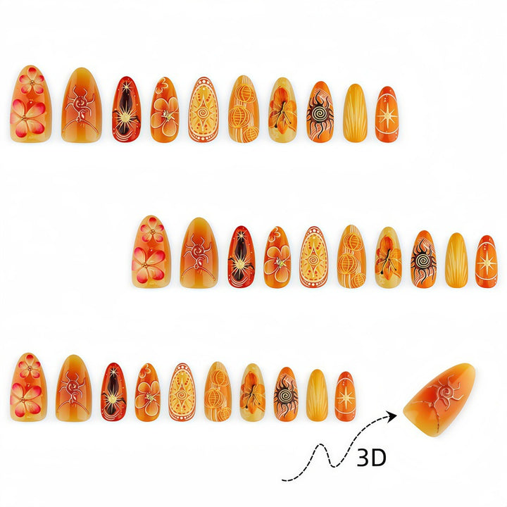 Artificial Nails in Exquisite Floral and Geometric Design Stornfield
