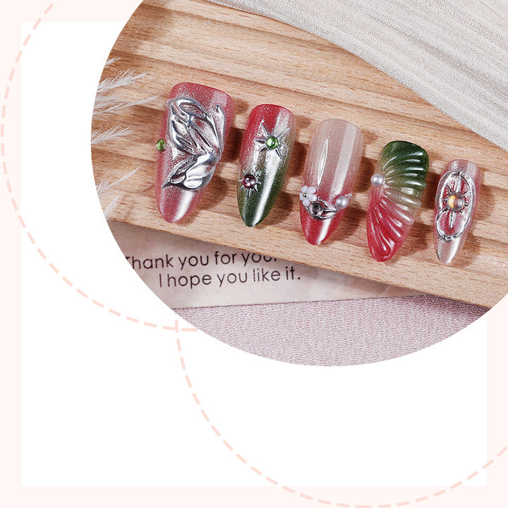 Decorative Press-On Nail Art Set with Botanical Designs Stornfield