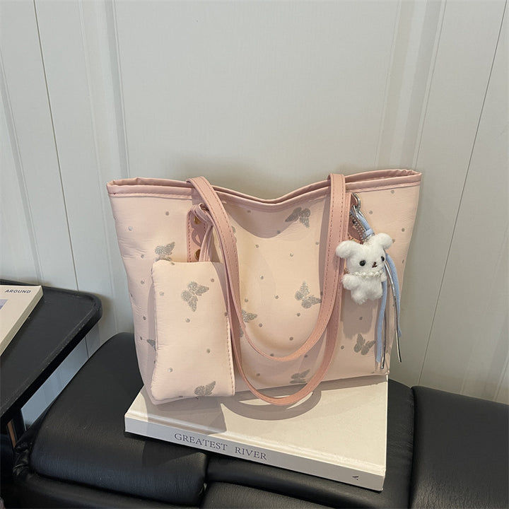Stylish Butterfly Print Multi-Compartment Tote Bag