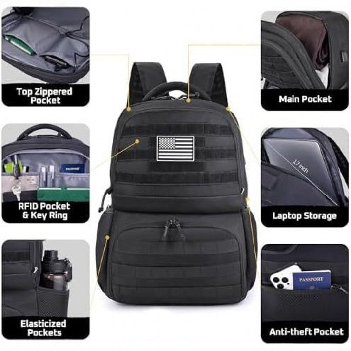 Multifunctional Backpack with Multiple Compartments and Attachment Options Stornfield