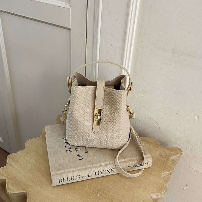 Woven Leather Bucket Handbag