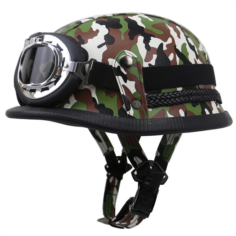 Vintage-Style Motorcycle Helmet with Goggles Stornfield