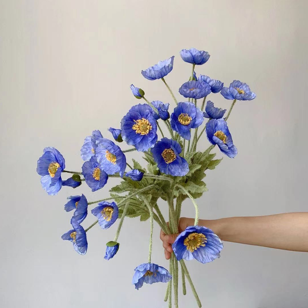 Lifelike Silk Poppy Flower Stem