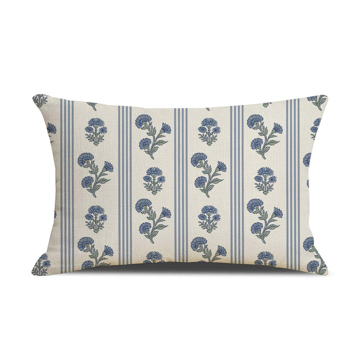 Rectangular Linen-Blend Floral Throw Pillow Cover