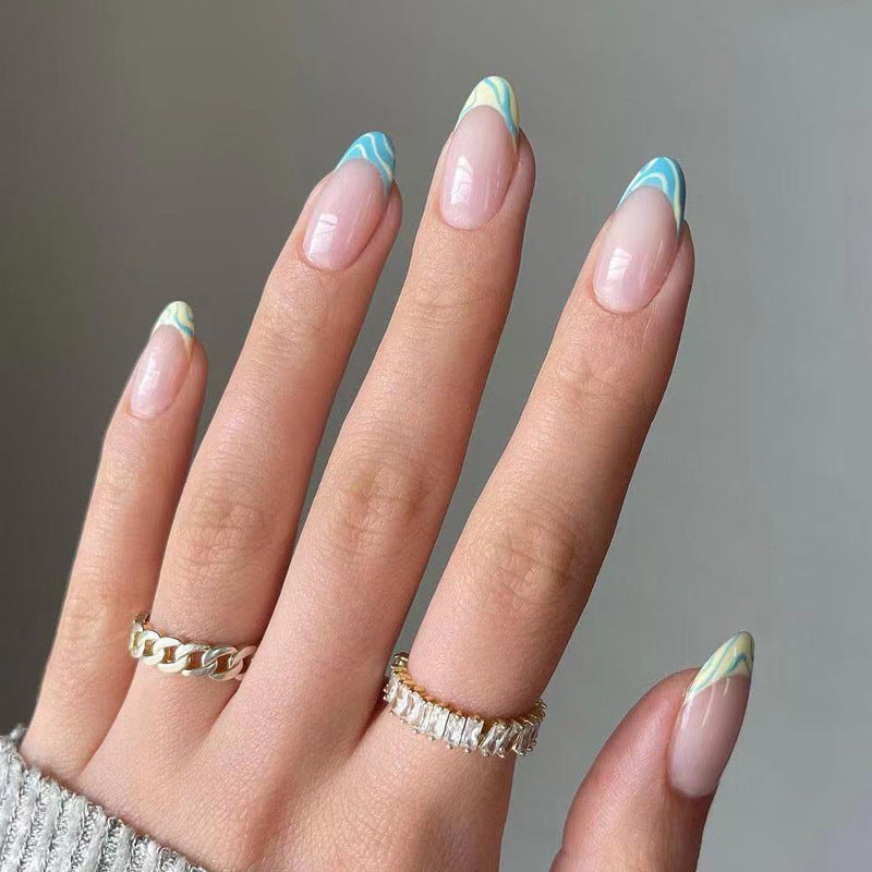 Creative Nail Art with Gradient and Geometric Accents Stornfield