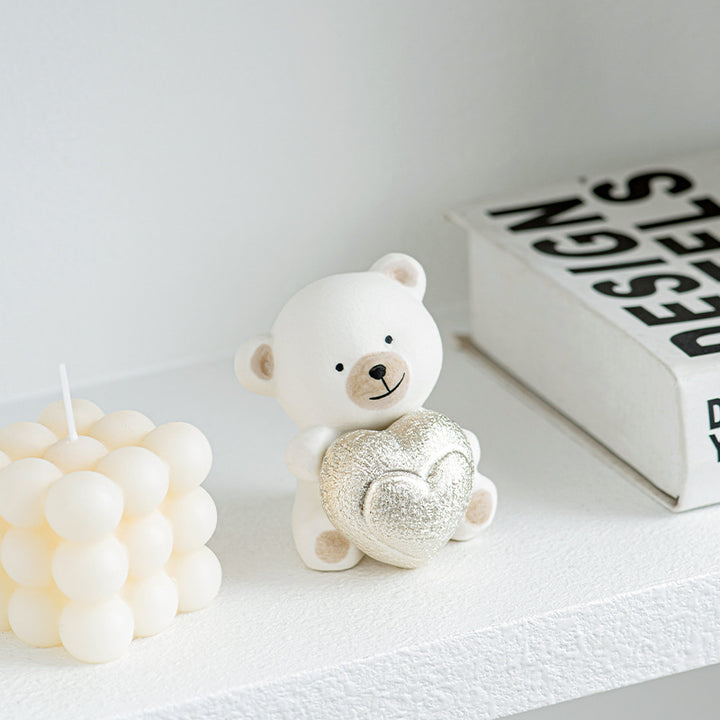 Kawaii Bear Figurine with Heart Stornfield