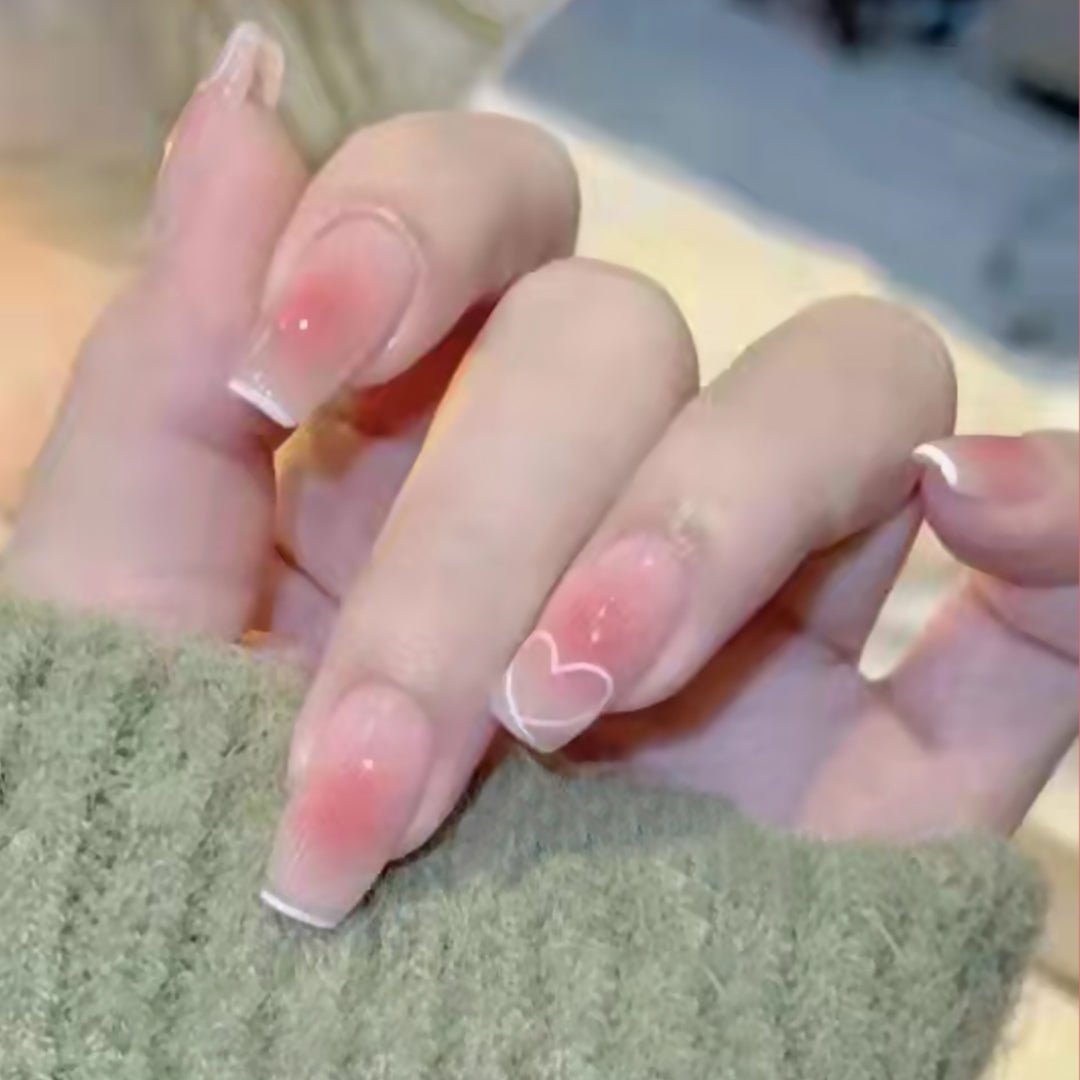 Stylish heart and ombre design artificial nails Stornfield