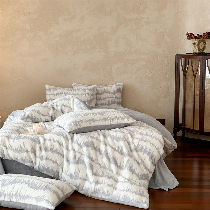 Plush Embossed Leaf Microfiber Comforter Set with Pillow Shams