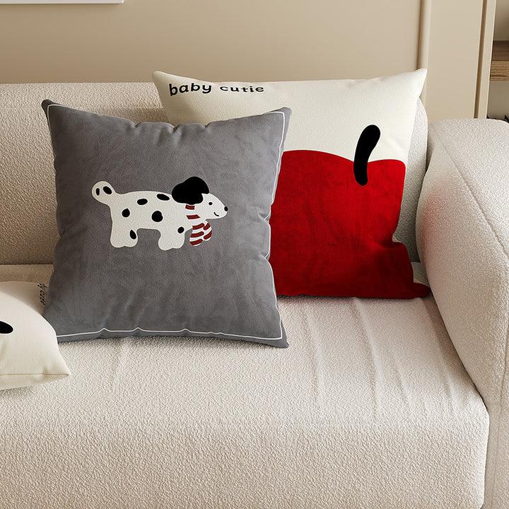 Minimalist Oversized Apple Graphic Linen-Blend Throw Pillow Cover with Hidden Zipper