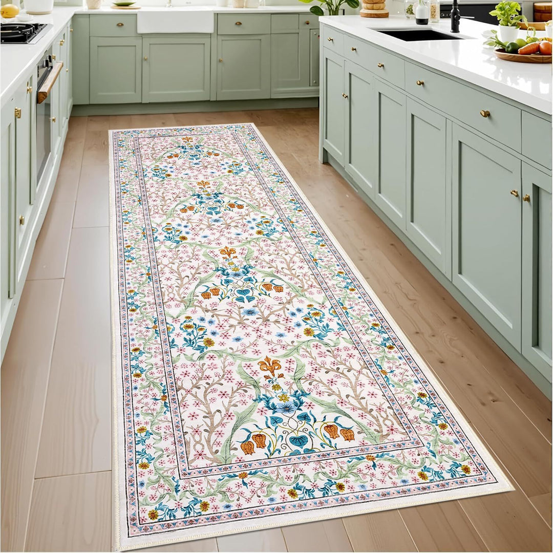 Vintage Floral Print Runner Rug