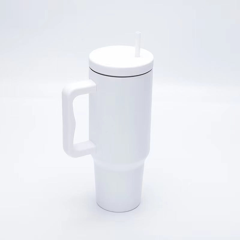Women thermos cup with ergonomic handle and integrated straw Stornfield