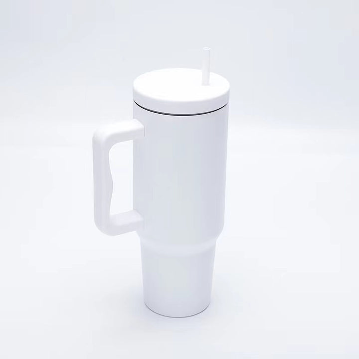 Women thermos cup with ergonomic handle and integrated straw Stornfield