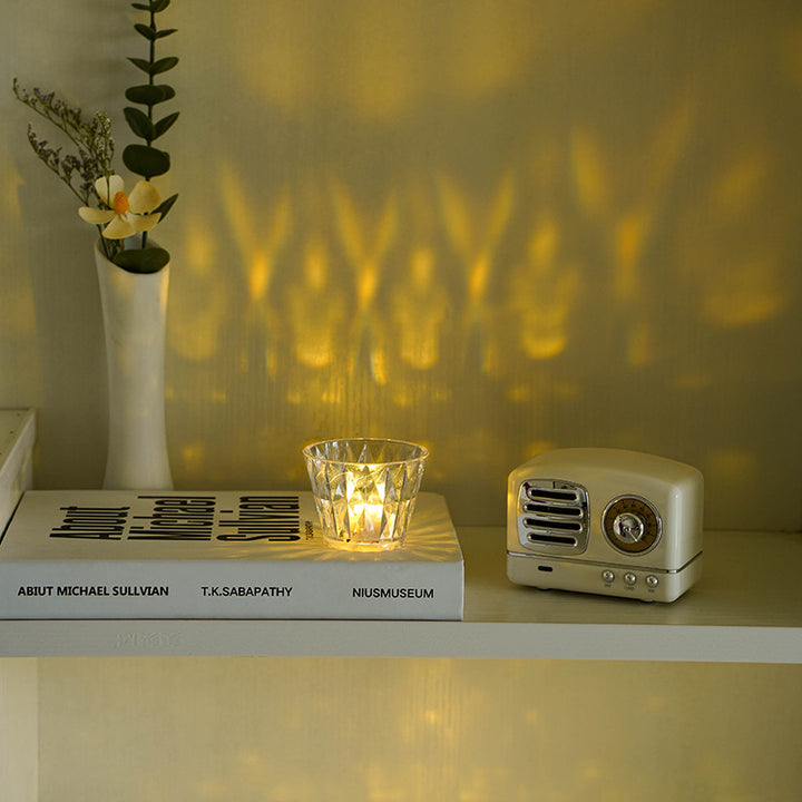 Faceted Crystal-Style Tea Light Candle Holder for Ambient Votive Lighting