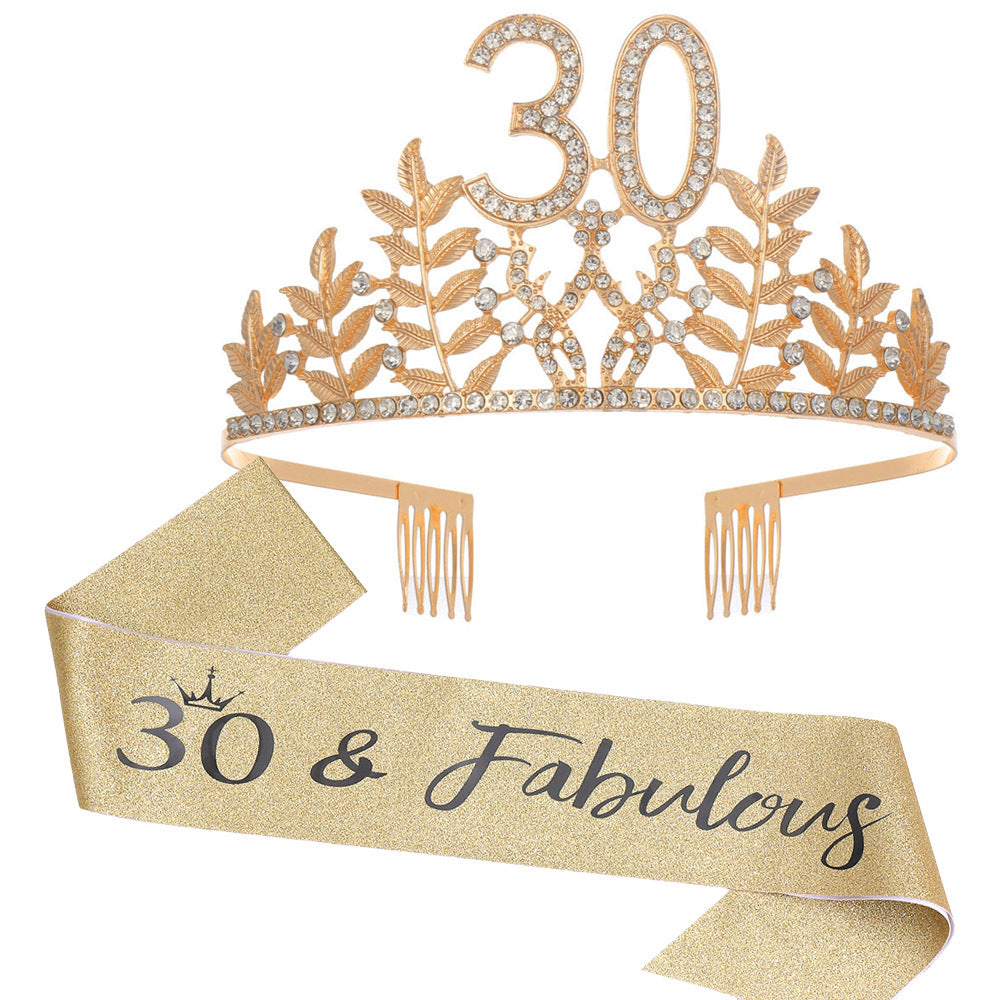 Women's Glamorous Birthday Crown with Shining Rhinestones Stornfield