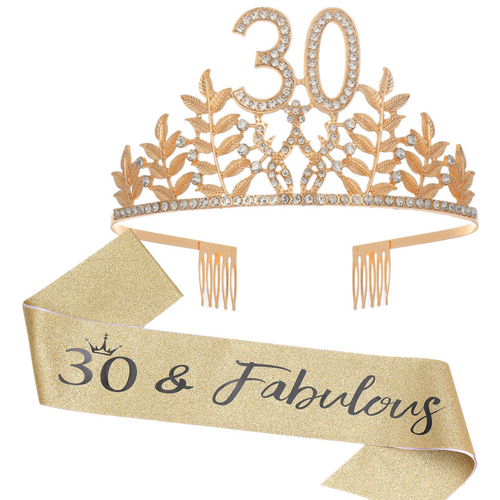 Women's Glamorous Birthday Crown with Shining Rhinestones Stornfield
