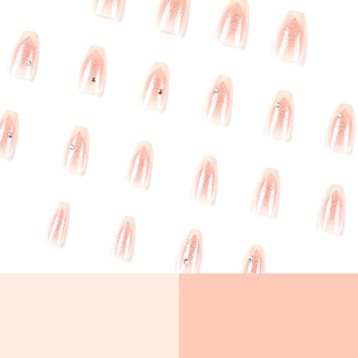 Elegant Artificial Nails with Glitter and Romantic French Tip Stornfield