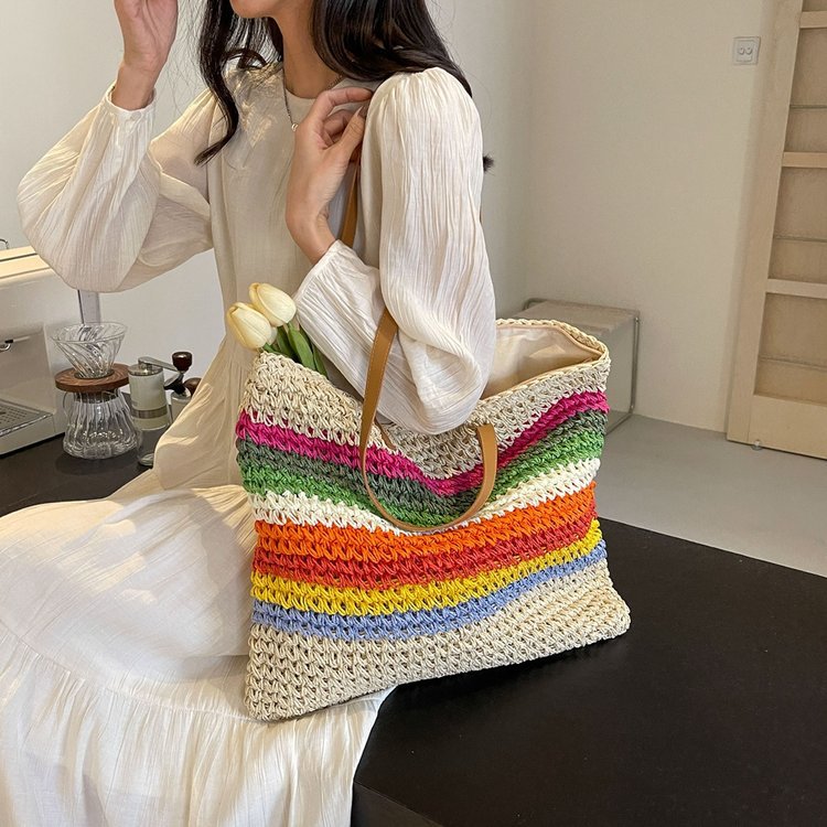 Handcrafted Tote Bag Made from Sustainable Materials with Colorful Stripes Stornfield