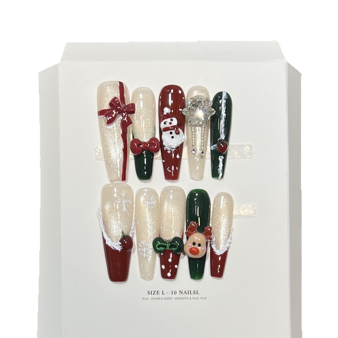 Festive-Themed Press-On Nail Art Set with Charming Holiday Designs Stornfield