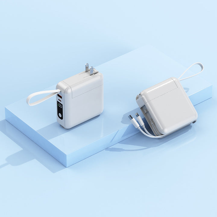 Compact wall charger adapter with integrated cable management function Stornfield
