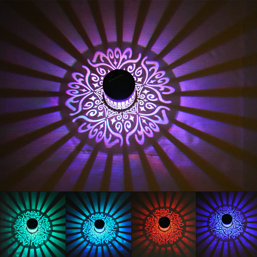Decorative Solar Wall Lantern With Moroccan Cutout Projection Metal Outdoor Sconce Pair Stornfield