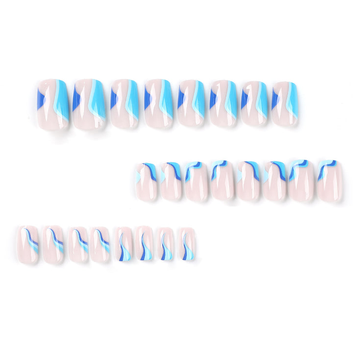 Artful nail extensions with maritime wave pattern Stornfield