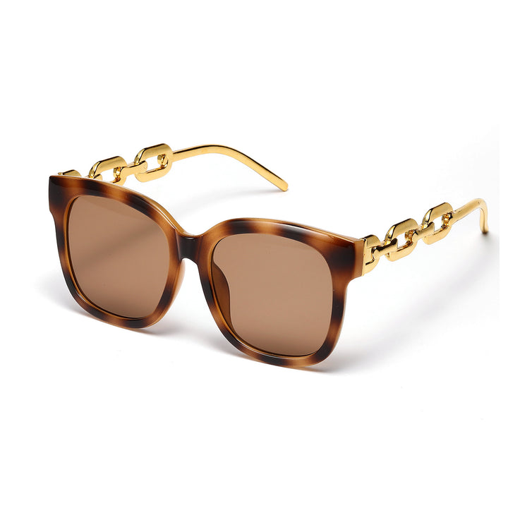 Ladies fashionable oversized sunglasses with luxurious chain frame Stornfield