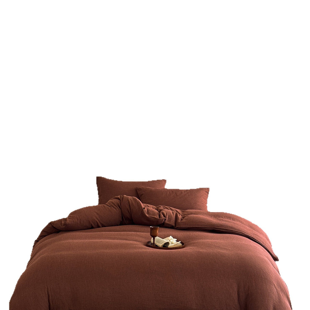 Textured Slub Cotton-Linen Duvet Cover Set with Envelope Shams