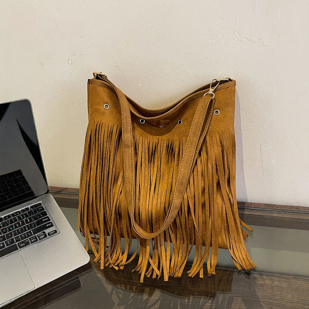 Suede Fringe Crossbody Bag