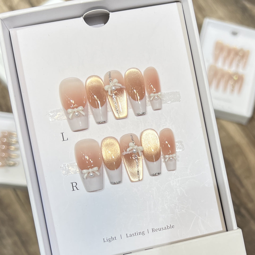 Elegant Reusable Press-On Nail Art Set