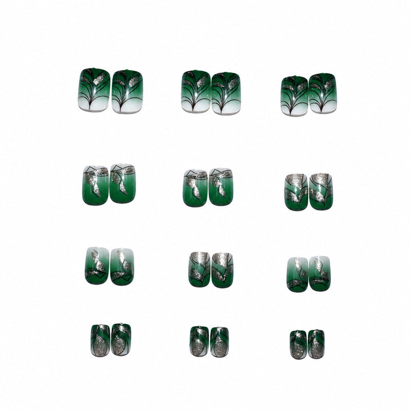 Premium Artificial Nails with Plant Motif Stornfield