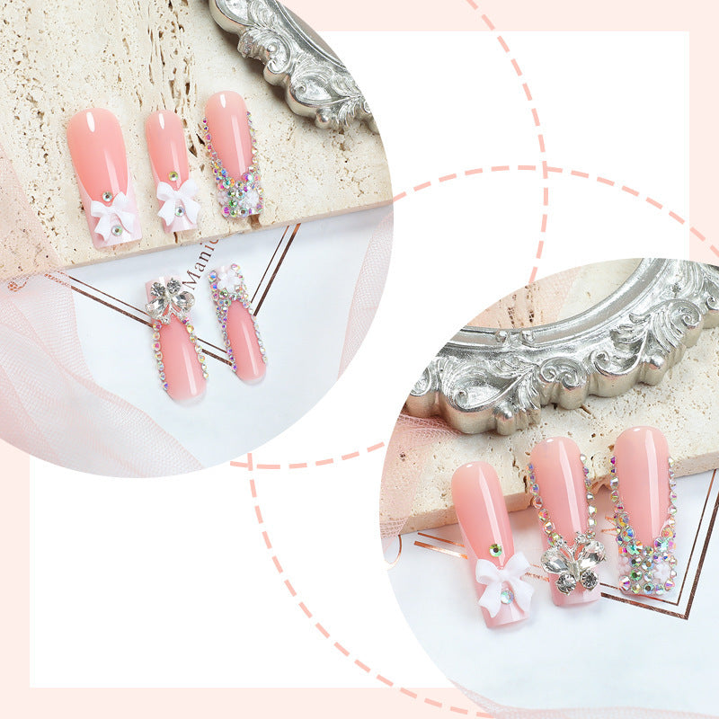Decorative Press-On Nail Art Set with Rhinestone Accents Stornfield