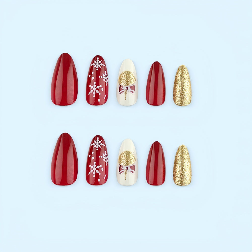 Glamorous artificial nails in festive Christmas design Stornfield