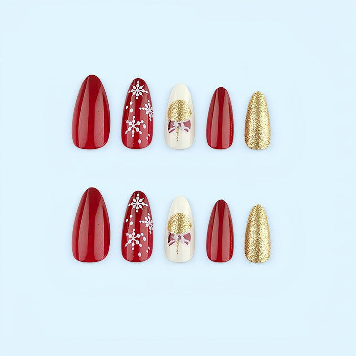 Glamorous artificial nails in festive Christmas design Stornfield